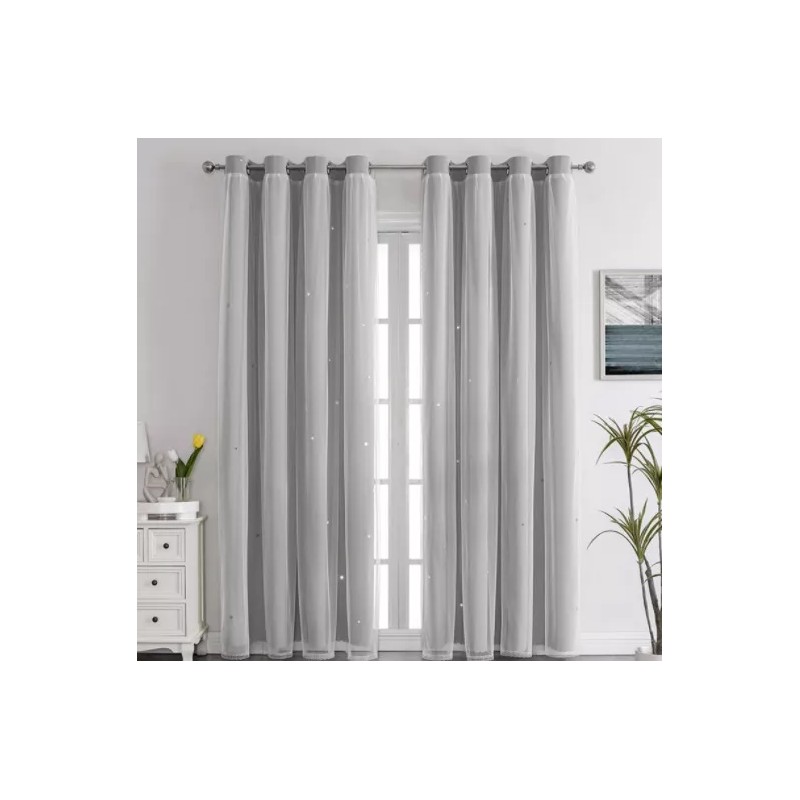 Quioo Store Cortina Blackout De 2 Panel Con Estrellas De