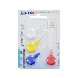 Paro FlexiGrip 1070 Interdental Brush, Tooth Cleaning Tool for Interdental Spaces, Sample Pack, Different Sizes