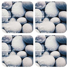 Ladelle Coaster River Stone 10x10x0,5cm 4 Pieces, Hardboard/Cork, Multicolour, 10 x 10 x 0.5 cm