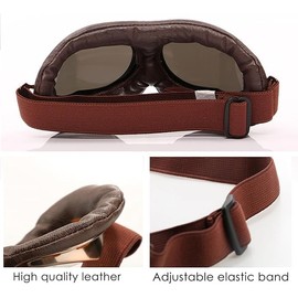 Vintage Motorcycle Goggles,Retro Steam Punk Style Dust Proof Aviator Pilot Motocross Goggles (Style1, One Size)