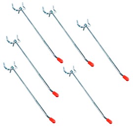 DOVETAIL | 8 Piece | 6" Single Straight Pegboard Hooks Set | Stainless Steel | Ball-Ended Safety Tips | 1/8" Thickness | Ideal for Workshops and Retail Displays