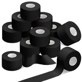 Hoolerry 12 Rolls 120 Yard Athletic Sports Tape Pre Wrap Very Strong Easy Tear No Sticky Residue Tape for Fingers Ankles Wrist Injury Wrap, Football Baseball Hockey Soccer(Black, 1.5 in)