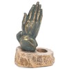 Bronzetone Praying Hands 6.25 inch Resin Decorative Tabletop Rosary Holder