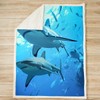Shark Fleece Blanket for Sofa Couch Ocean Marine Theme Sherpa