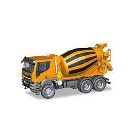 herpa 310000 – Iveco 6x6 Concrete Mixer, Truck Trakker, Model Car, Construction Site Vehicle, Model Collection, Miniature Models, Small Model, Collectible, Detailed, Plastic, Orange - Scale 1:87