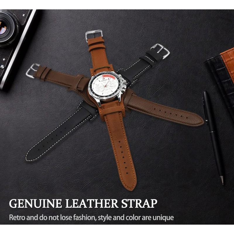 Onthelevel Leather Cuff Watch Strap 18mm 20mm 22mm Vintage Genuine