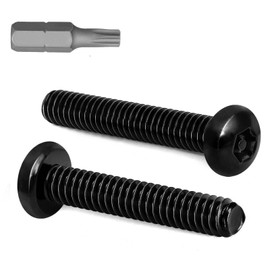 M6 x 20mm Button Head Torx Drive Machine Screws, Security Screws Anti Theft Tamper Proof, 304 Stainless Steel 18-8, Black Finish, 25 PCS