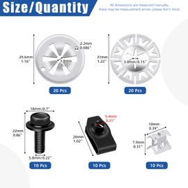 Glarks 70pcs Car Heat Shield Clips with Auto Body Bolt U-Nut Clips Set, 29.6mm 31mm Underbody Heat Shield Fastener, Exhaust Heat Shield Clips with Bumper Fender Bolt for Cars Fastening Accessories