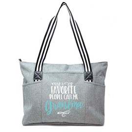 Large Zippered Tote Bag with Pockets for Grandmas, Grandmother, Nana - Grandma's Getaway Bag - Perfect for Work, Gifts for Granny, Mother's Day, Christmas, Birthday (Grandma's Getaway Bag Black)