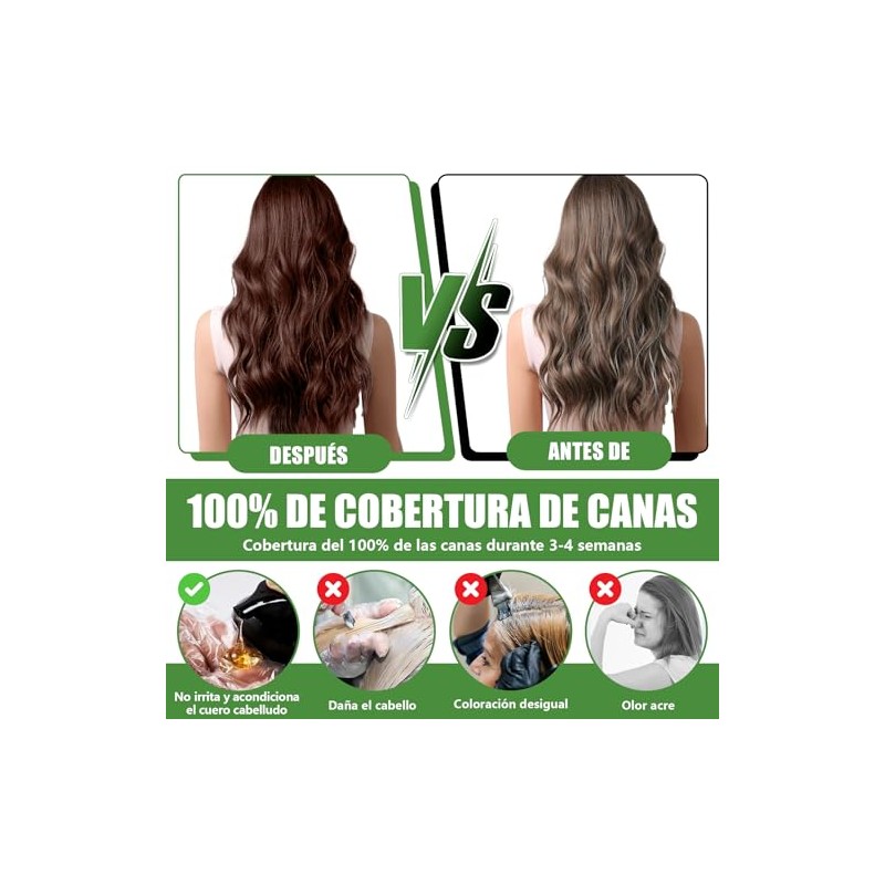 Shampoo para Canas, Hair Dye Shampoo 3 en 1 de