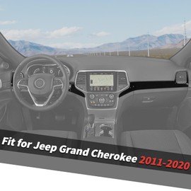 Jimen Compatible with Jeep Grand Cherokee 2011-2020, 3PCS Center Console Dashboard Panel Cover Interior Trim Accessories (Black)