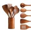 KEJJRIUTN 6 PCS Kitchen Utensils Set, Wooden Cooking Utensils, Wooden