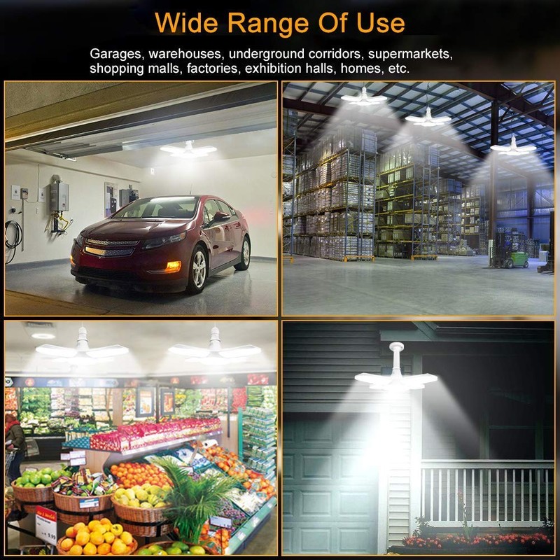 4 Pack LED Garage Lights, 6000 Lumens Garage Celling Light,