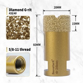 Diamond Core Drill Bits 1-1/8 Inch (28mm) Tile Hole Saws Vacuum Brazed Diamond Hole Saw for Tiles Porcelain Ceramic Glass Marble Brick Granite Quartz, Dry or Wet Use, 5/8-11 Thread