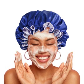 Pretty Robes Hair Bonnet for Sleeping, Night Cap with Adjustable Clip, Reversible Hair Bonnet for Women, Silk Satin Bonnet for Sleeping (Regal Purple-Lavender)