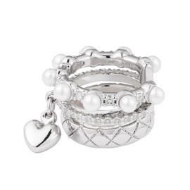 Belle Brighton Alloy Plated Silver Pearl Ear Cuff 1pc for Women Heart Pendant Cuff Earring Lightweight Elegant Trendy Statement Jewellery Gift for Girlfriend Mother (Silver)