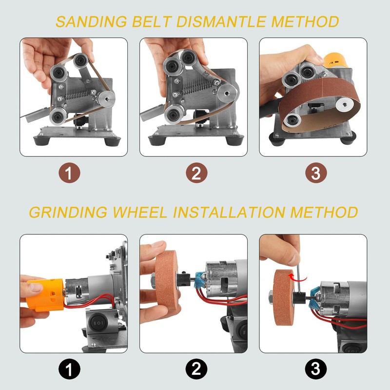 Mini Belt Sander, 7 Adjustable Speed -15 Degree Professional Electric