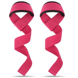 Viiotu Lifting Straps, Gym Straps with Neoprene Cushioned Wrist Pads, Weight Lifting Straps for Men & Women, Deadlift Wrist Straps for Powerlifting, Strength Training (Pink)
