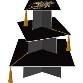 Graduation Decorations 2025 Graduation Cap Cupcake Stand with Tassel Grad Party Supplies Graduation Party Favors Table Decor Hat Cardboard - color: gold
