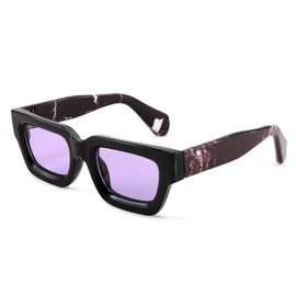 FEISEDY B1082 Square Frame, Men's Handsome Fashion, PC Sunglasses, UV400, Small Frame, Leopard Print, Thick Frame, Driving, Outdoor, Fishing, Cycling, Sports, Sangurasu, purple