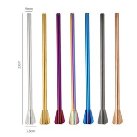 DOITOOL Reusable Straws : 4pcs long Stirrer Metal Stainless Steel Straw set for tea Drinking Cocktail party