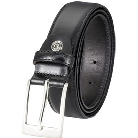 LINDENMANN Men's Suit Leather Belt 35 mm Cowhide Black, black