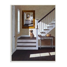 Stupell Industries Dog Infront of Pet Portrait Charming Country Interior, Designed by Zhen-Huan Lu Art, 10 x 15, Wall Plaque