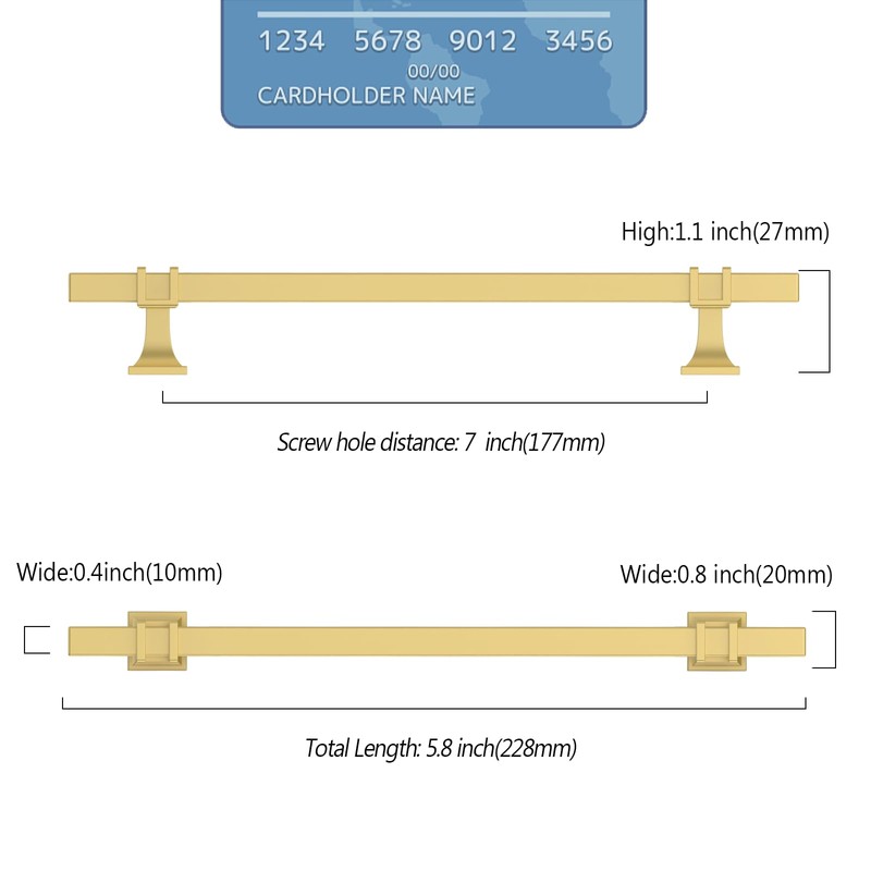 9BUILD 10 Pack 7 Inch Cabinet Pulls Brushed Gold Kitchen