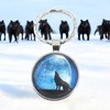 Promotech Howling Wolf Keychain - Flat Keychain Epoxy Resin Metal