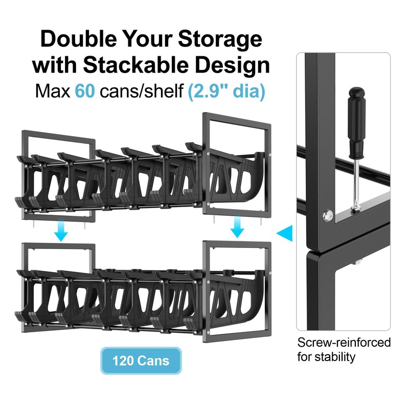 iSPECLE Can Organizer for Pantry, Hold 60 Cans Auto Rolling