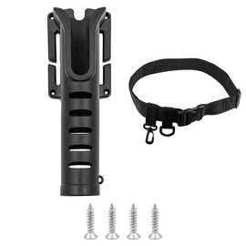 ZONADAH Fishing Rod Holder with Belt Adjustable Waist Fishing Rod Holder Fishing Rod Pole Inserter Gear Tackles Accessories Black Fish Rod Folding Stand
