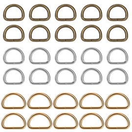 Berkelen Metal D-Rings Half Rings 3 Colors D Shape Buckle Clips for Backpack Belt Buckles Bags Belts Handbags Craft Accessories 30pcs, Light gold, light silver, bronze