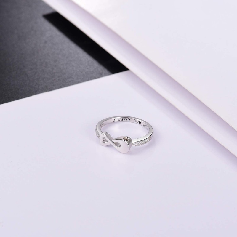 Fookduoduo Infinity Cremation Ring for Ashes - 925 Sterling Silver
