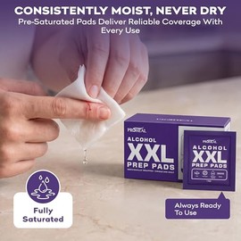 Almohadillas de preparación de alcohol estéril XXL, 150 unidades, 70% de alcohol isopropílico, envueltas individualmente, 2 capas, buenas para sitios 