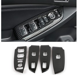 KELEIMAI Car Accessories Fit for Honda Accord 10th Gen 2018-2022 Inner Window Lift Door Lock Switch Control Panel Cover Trim (Carbon Fiber Style) Back Seat with Heating Button ABS 4 PCS