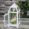 Richland White Contemporary Metal Lantern with Clear Glasses Small Set