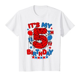 Kids It's My 5th Birthday Spider Theme Party 5 Year Old Boys Kids T-Shirt