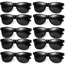 Black Sunglasses Bulk - (Pack of 12) Premium Retro Party Sunglasses for Birthdays, Weddings, Bachelorette, Bachelor, Photo Booth Prop Eyewear Shades - Adult or Kids Unisex Black Party Decorations