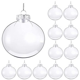 Toyvian 20pcs Clear Plastic Flat Ball Ornaments Discs 60mm Crafts DIY Fillable Ornaments Ball Ornaments Christmas Bauble
