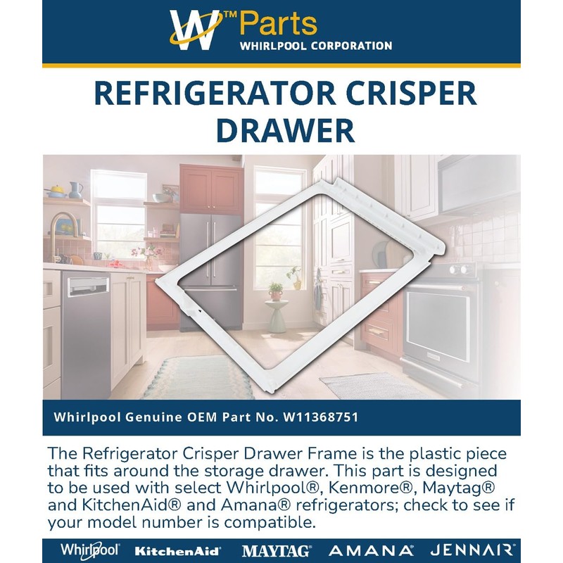 Whirlpool W11368751 Genuine OEM Refrigerator Crisper Drawer Replacement Part -