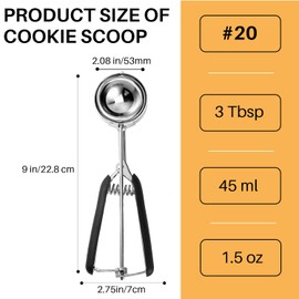 JUNADAEL J Large Cookie Scoop, 3 Tablespoon Cookie Scoop for Baking, Cookie Dough Scoop, Cupcake Scoop, Muffin Scoop, Comfortable Grip, Non-Slip