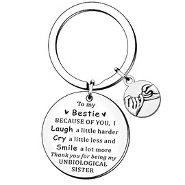 SMARGO To My Bestie Friendship Keyring Gifts For Best Friends Women Girls Because Of You I Laugh A Little Harder Unbiological Sister Birthday Christmas Gifts