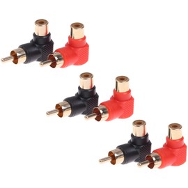 Audio Fan Pin Plug Right Angle Adapter RCA Adapter Right Angle Extension Male to Female Size 34x24x13mm 6pcs (3pcs Red 3pcs Black)