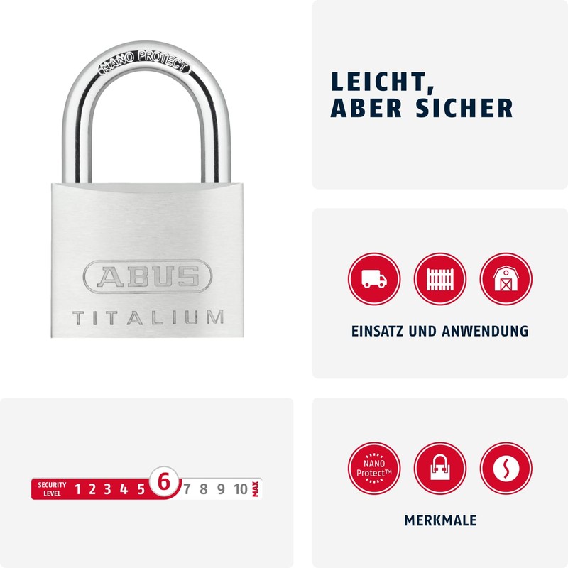 ABUS Titalium 64TI/50 Padlock - Basement Lock with Lock Body