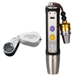 PIENSE Magnifier 40x Jewelry Flashlight with LED Light for Jewelry Appraisal Jade Specialized White/Yellow/Purple Magnifier Portable (Black/Magnifier Included)