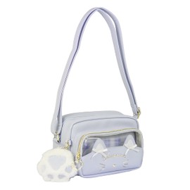 anilet+ Cat Ribbon Shoulder Bag, Bag Cat Paws Ribbon, Girls Elementary School Girls, Commuting, School, Outing, blue (light)