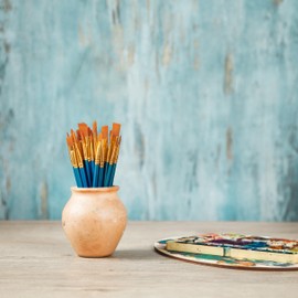 Relaxdays Paint Brushes 30 Pieces Acrylic Oil & Watercolour Hobby & School Nylon Bristles Painting Brush Set Multi-Colour