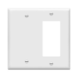 ENERLITES Combination Decorator Rocker/Blank Outlet Wall Plate, Standard Size, 2-Gang 4.50 inch x 4.57 inch Light Switch Cover, Polycarbonate Thermoplastic, UL Listed, 880131-W, White