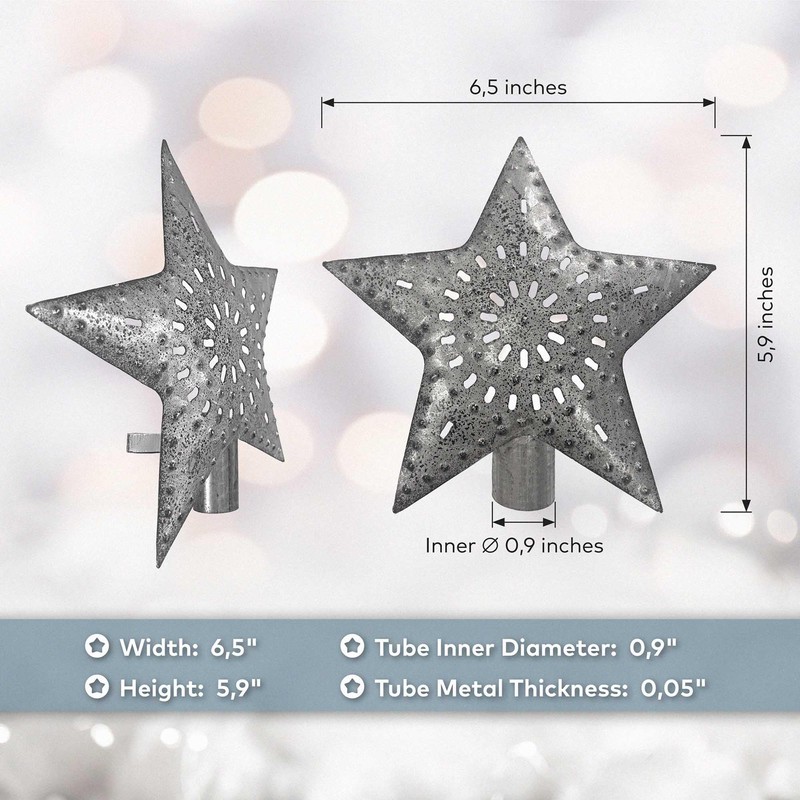 Punched Star Tree Topper 5.5"