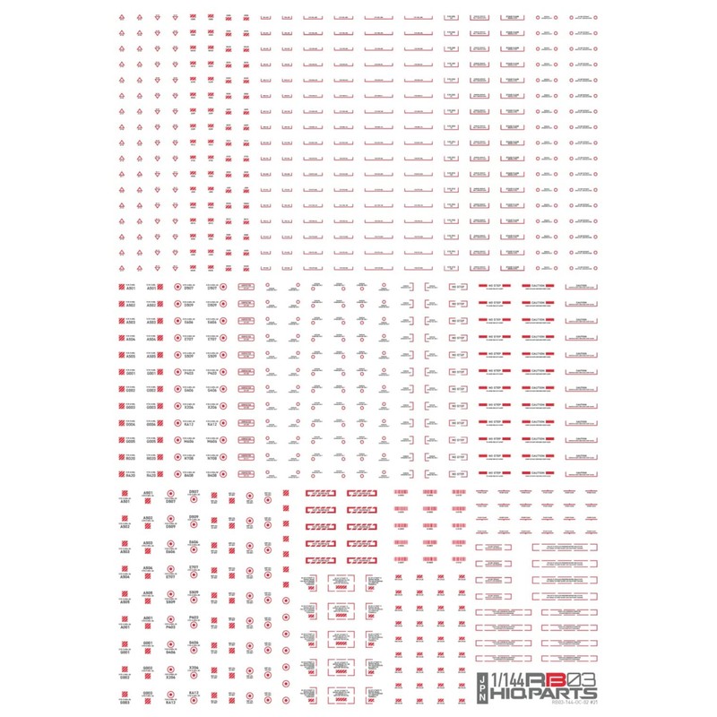 HiQparts 1/144 RB03 Caution Decal Red & Gray 1 Piece